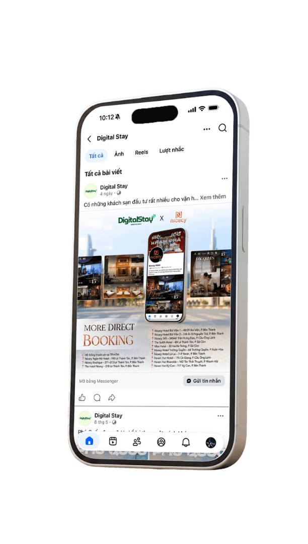 Digital Stay social booking phone mockup